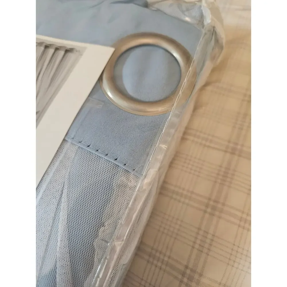 NEW Bujasso Double Layer 80% Blackout Curtains with Sheer Overlay, Sky Blue 84
